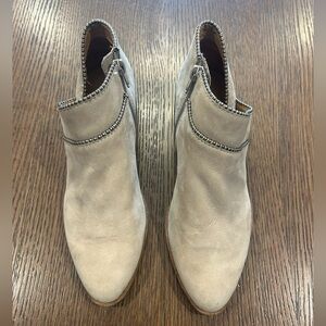 Lucky Brand Taupe Suede Beaded Ankle Booties